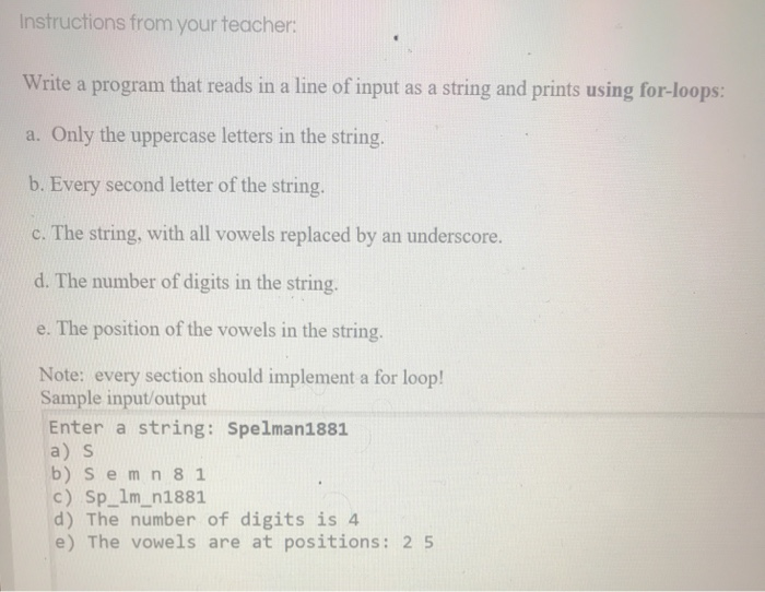 Solved Instructions from your teacher Write a program that | Chegg.com
