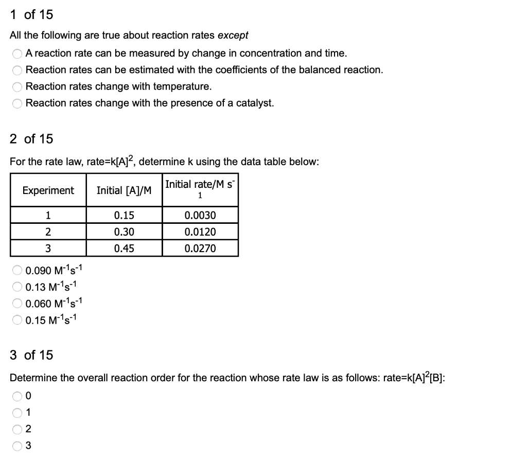 Solved 1 of 15 All the following are true about reaction