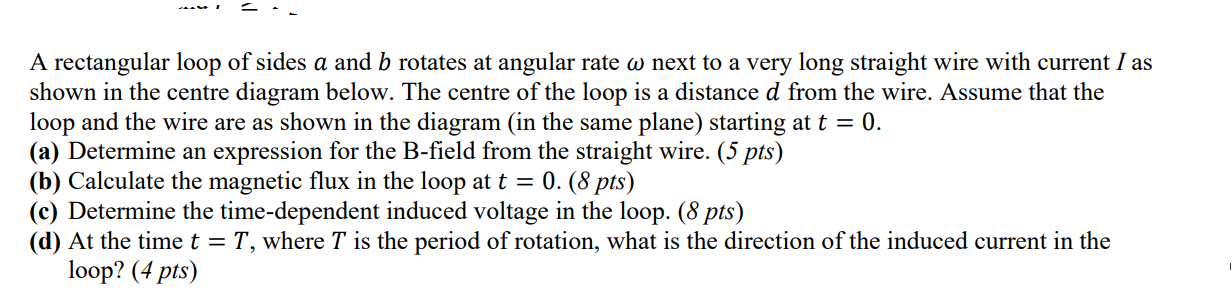 Solved A rectangular loop of sides a and b rotates at | Chegg.com