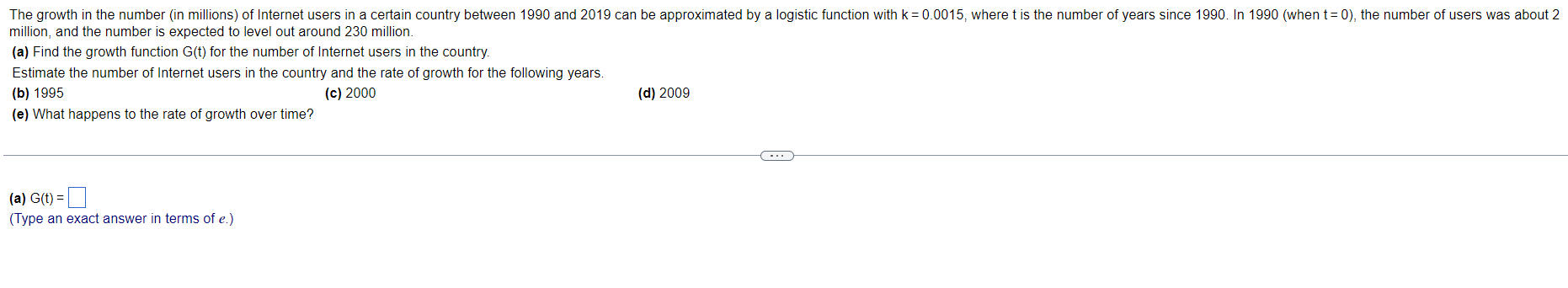 Solved The growth in the number (in millions) of Internet | Chegg.com