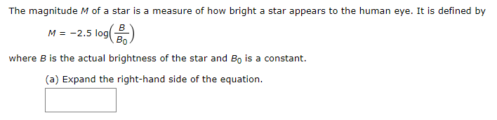 Solved The magnitude M of a star is a measure of how bright | Chegg.com