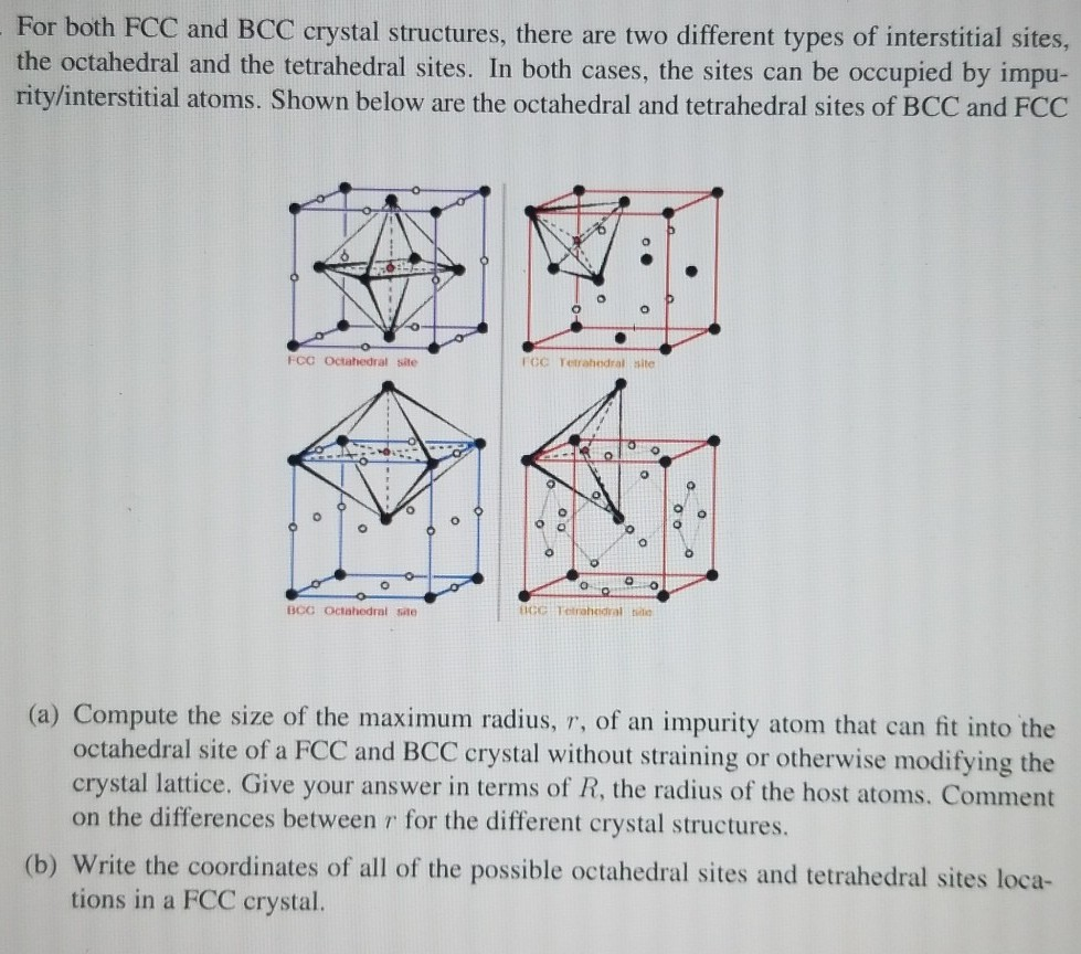 Solved For both FCC and BCC crystal structures, there are