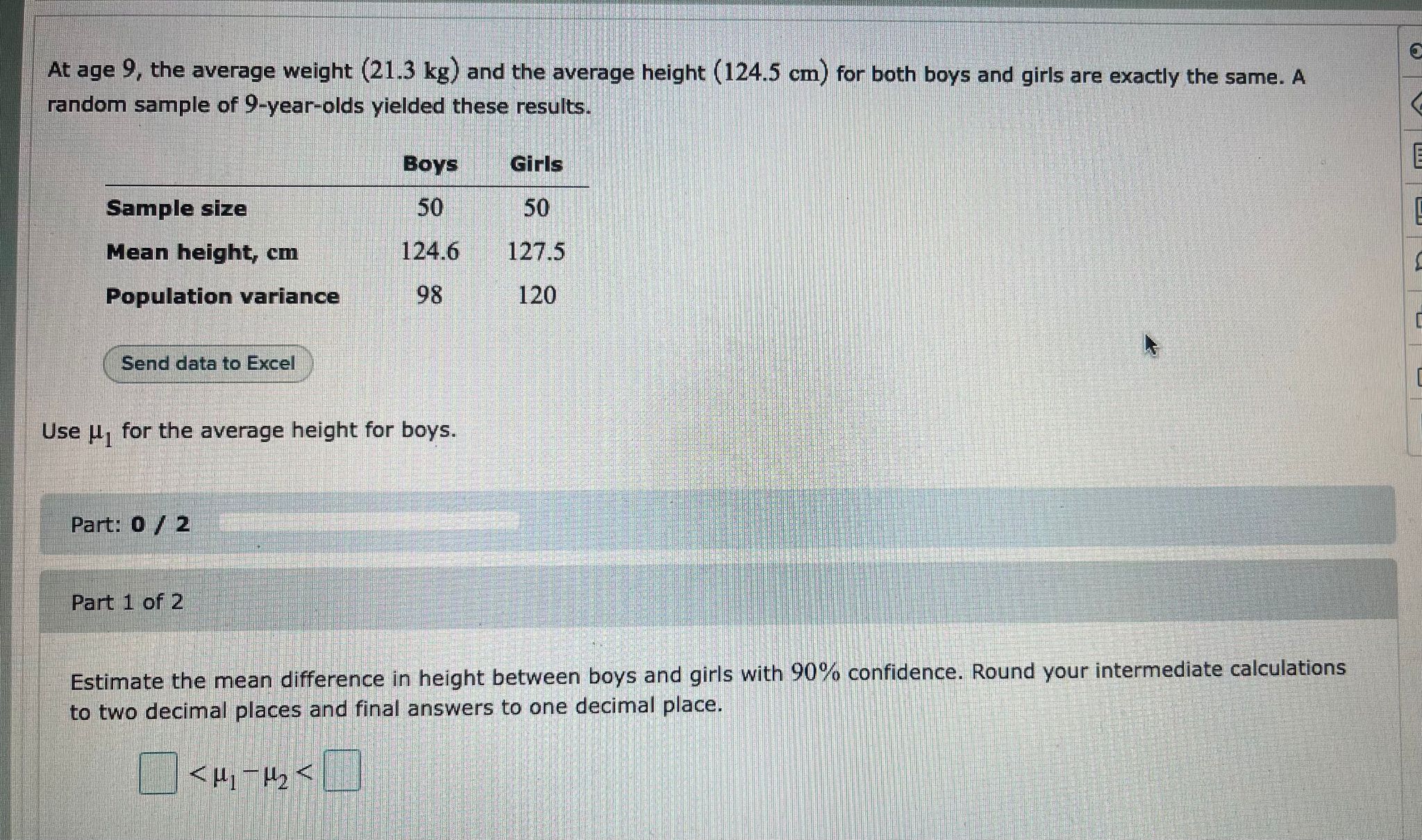 Solved At age 9 , the average weight (21.3 kg) and the | Chegg.com