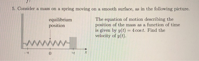 Solved 5. Consider A Mass On A Spring Moving On A Smooth | Chegg.com