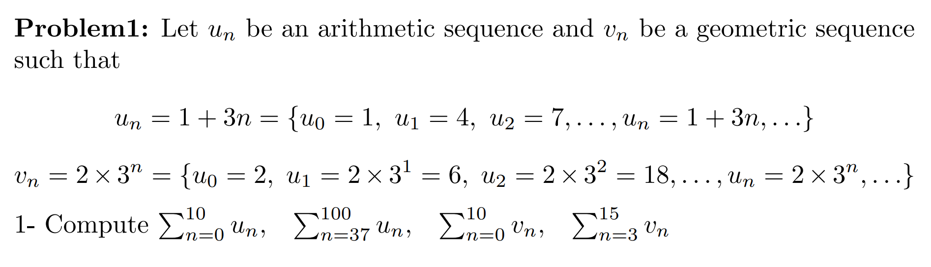 Solved Problem1: Let un be an arithmetic sequence and vn be | Chegg.com