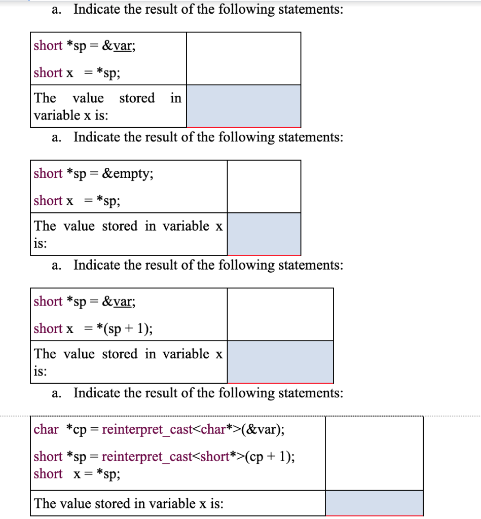 Solved 11. Using the following memory layout and symbol | Chegg.com