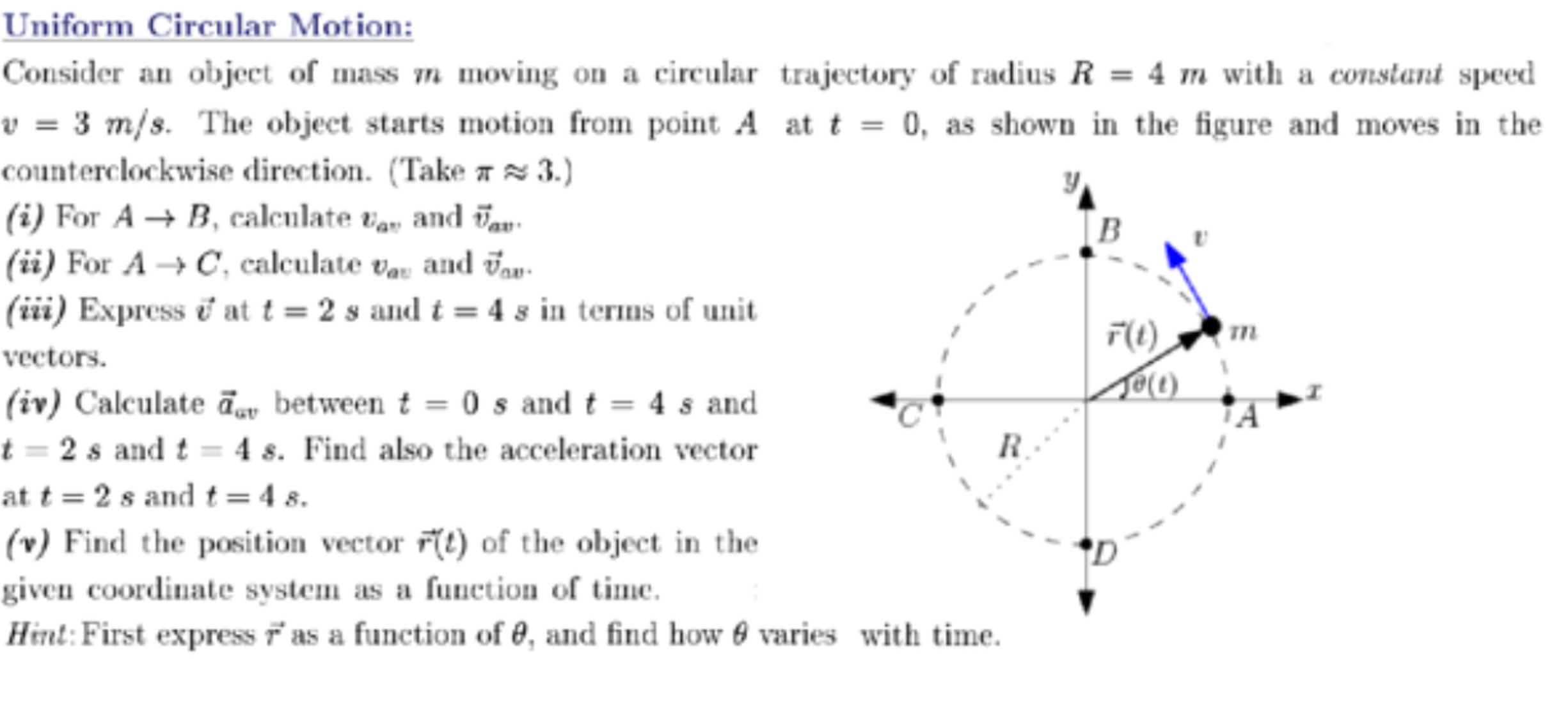 Solved Uniform Circular Motion:Consider an object of mass m | Chegg.com