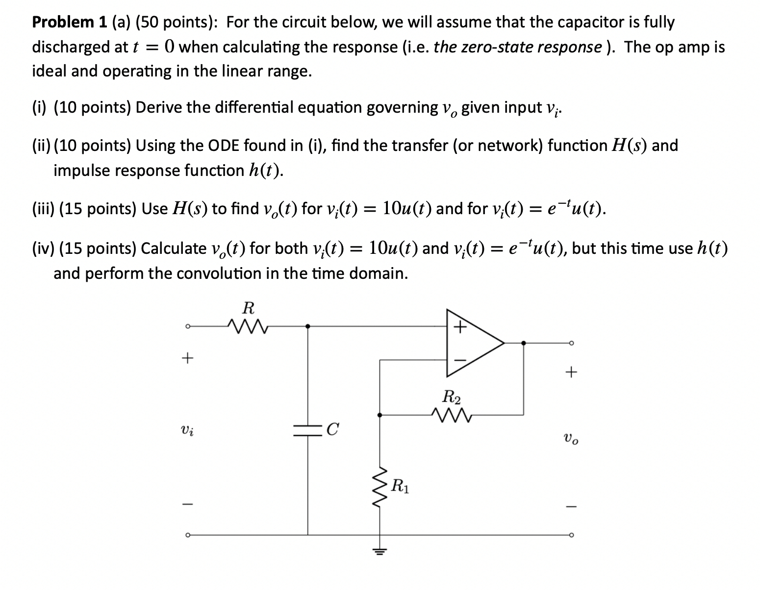 Solved Problem 1 (a) (50 ﻿points): For the circuit below, we | Chegg.com