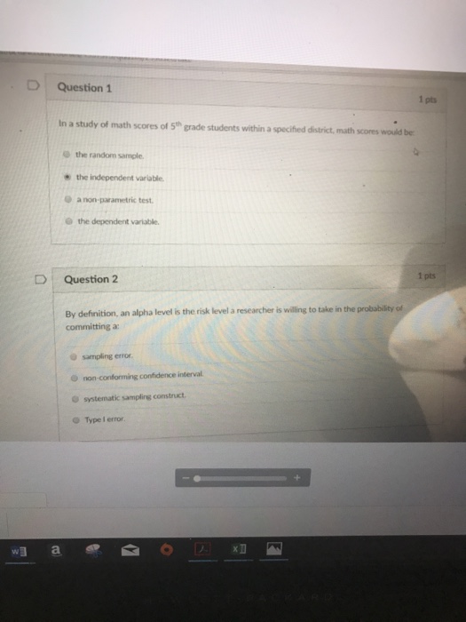 Solved D Question 1 1 pts In a study of math scores of 5th | Chegg.com