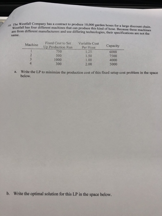 Solved The Westfall Company has a contract to produce 10,000 | Chegg.com