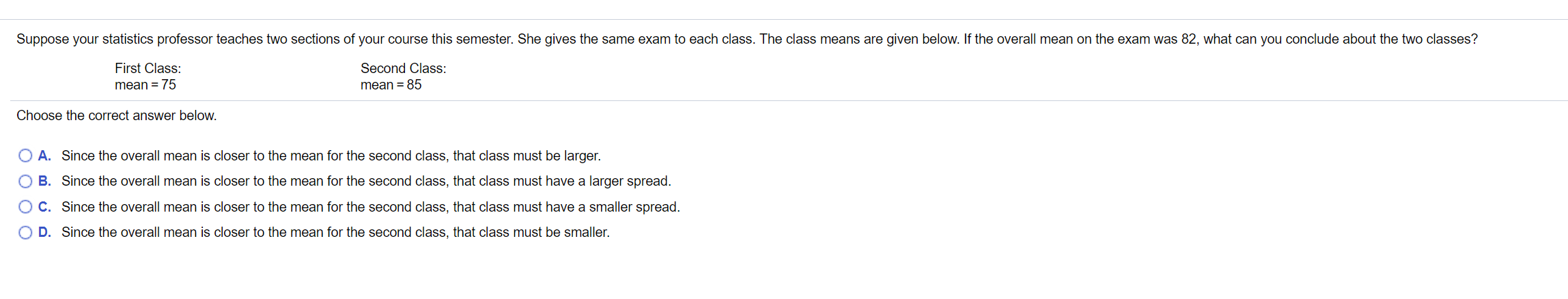 Solved Suppose your statistics professor teaches two | Chegg.com