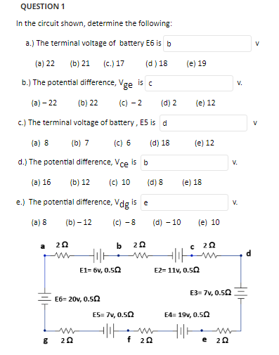 Solved QUESTION 1 In The Circuit Shown, Determine The | Chegg.com