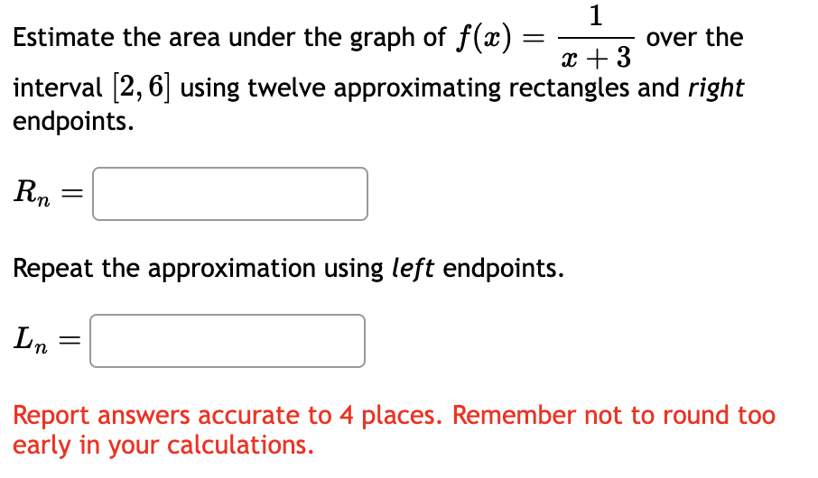 Solved Estimate The Area Under The Graph Of F(x)=1x+3 ﻿over 