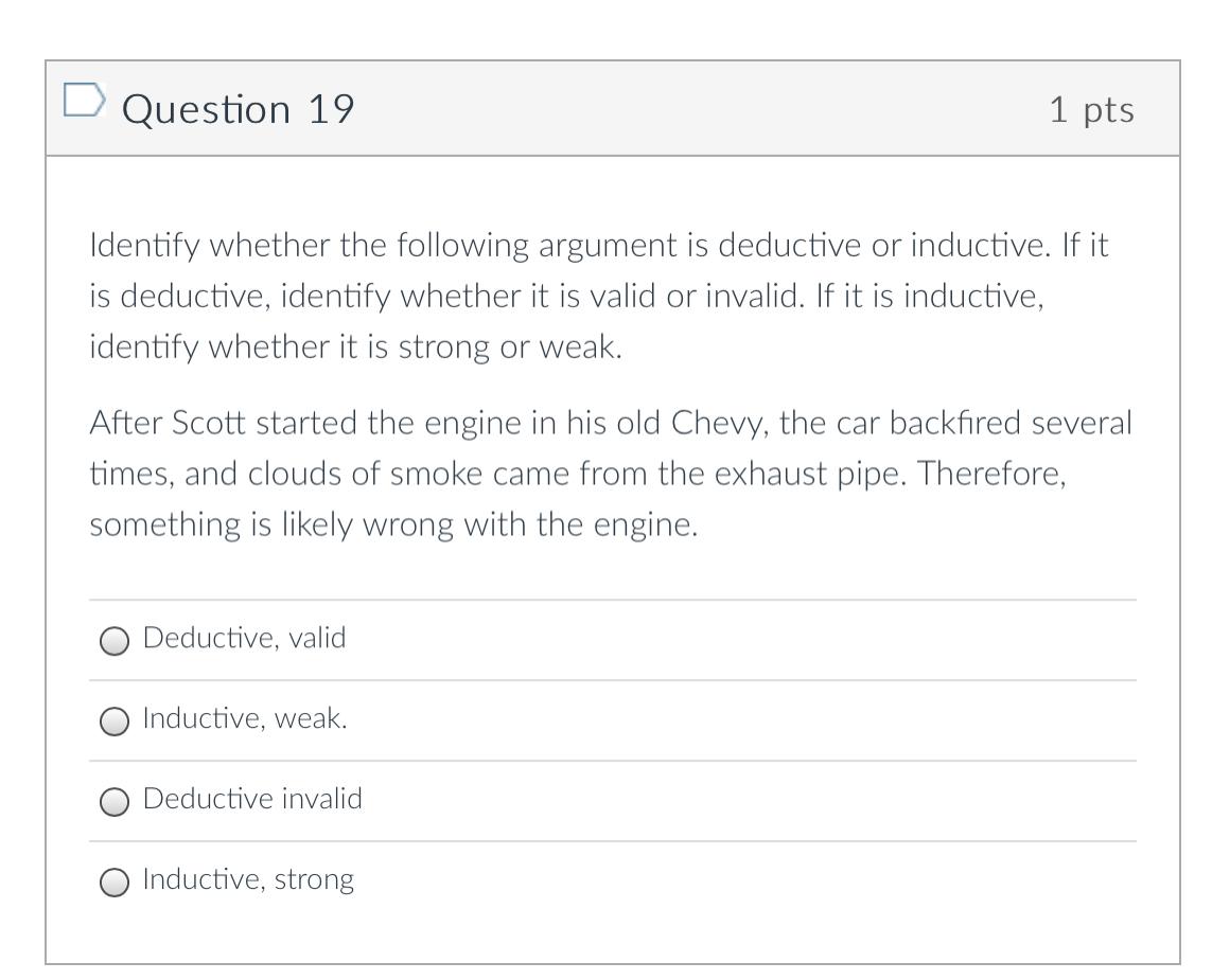 Solved Question 19 1 pts Identify whether the following | Chegg.com