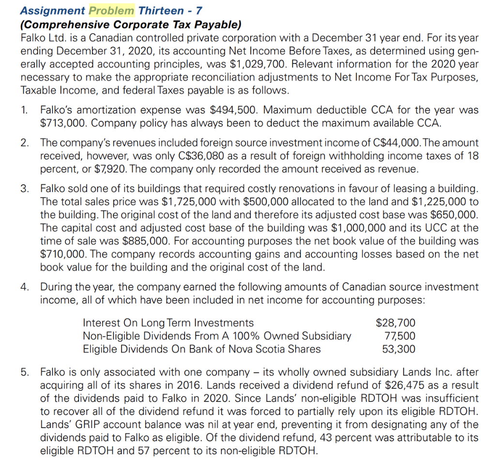 1. Assignment Problem Thirteen - 7 (Comprehensive | Chegg.com
