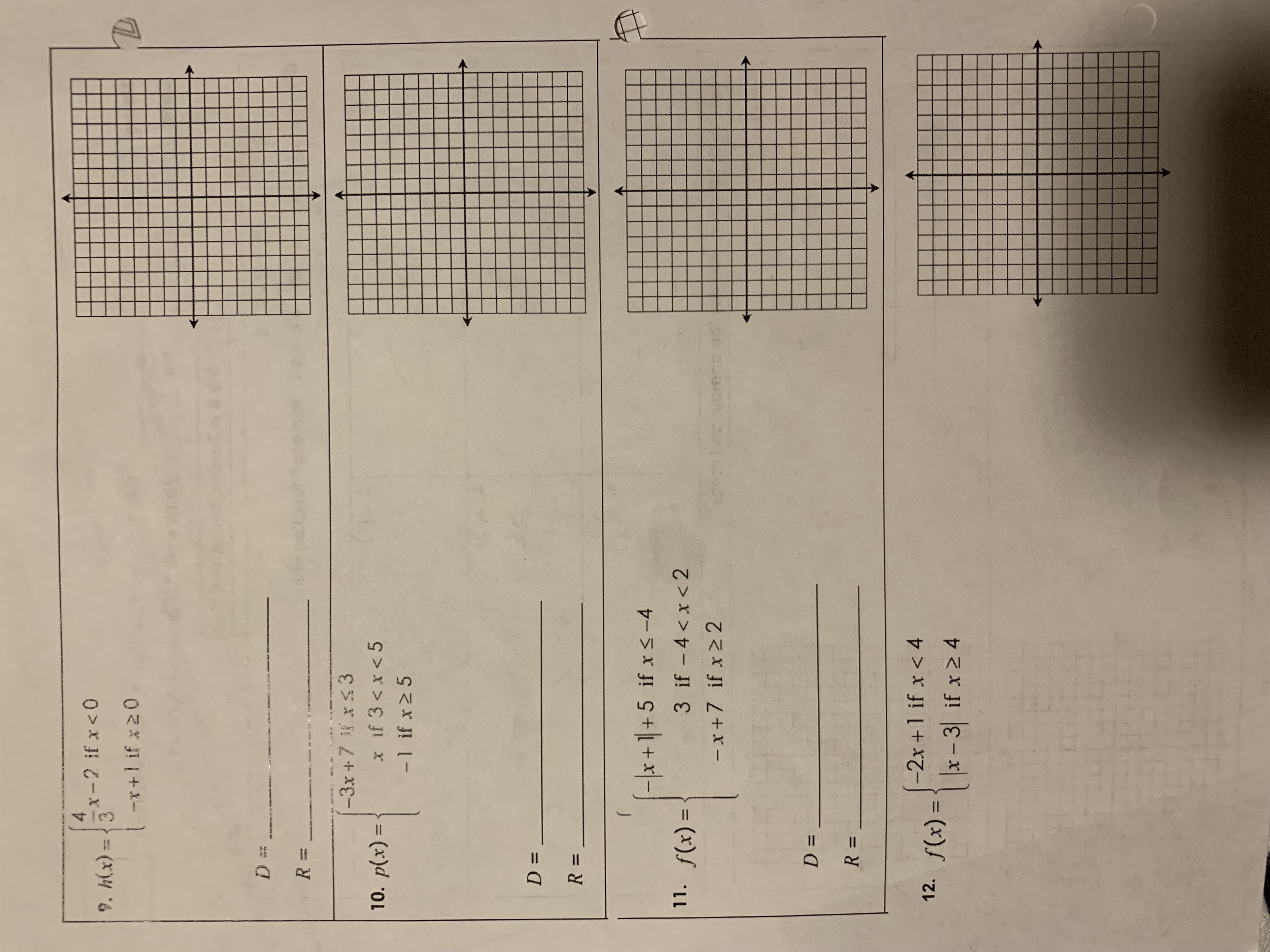 \[ h(x)=\left\{\begin{array}{c} \frac{4}{3} x-2 \text { if } x<0 \\ -x+1 \text { if } x \geq 0 \end{array}\right. \] \( D= \)