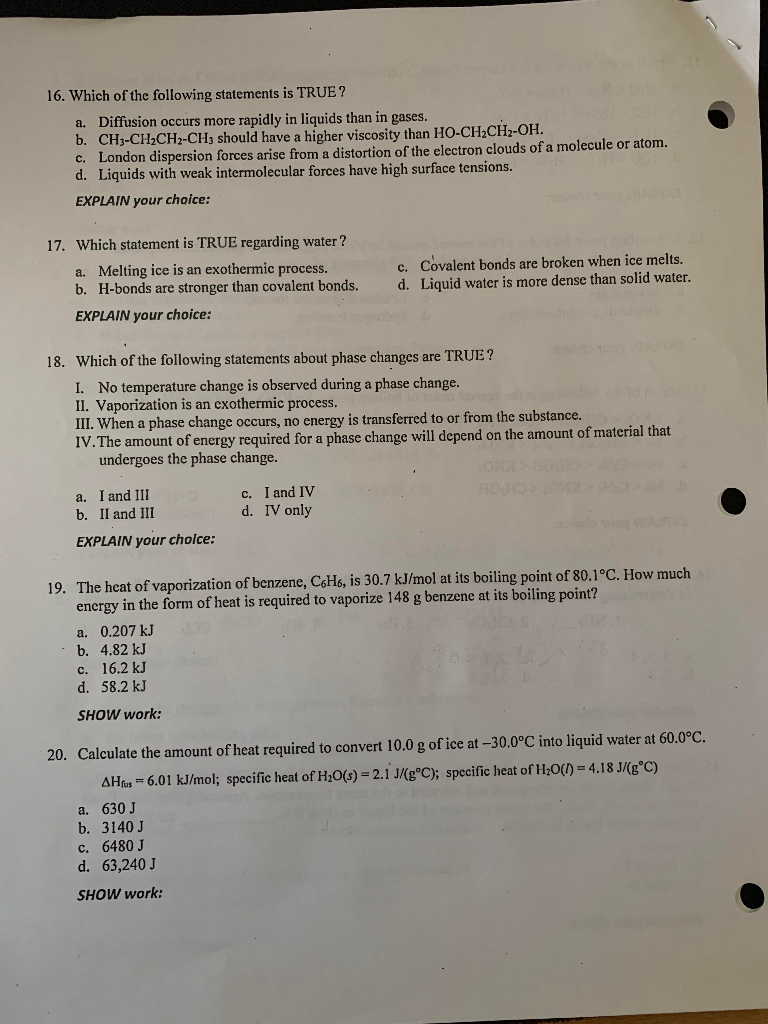 Solved 16. Which of the following statements is TRUE? a.