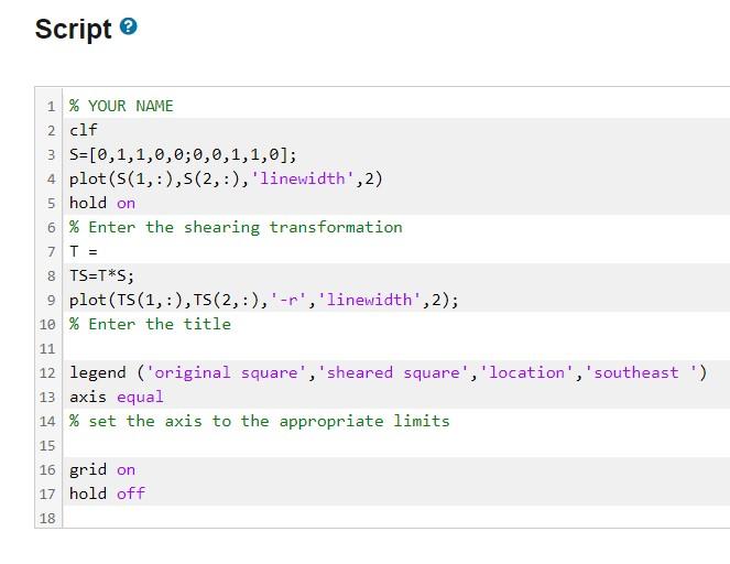 Solved Determine the shearing transformation matrix T that | Chegg.com