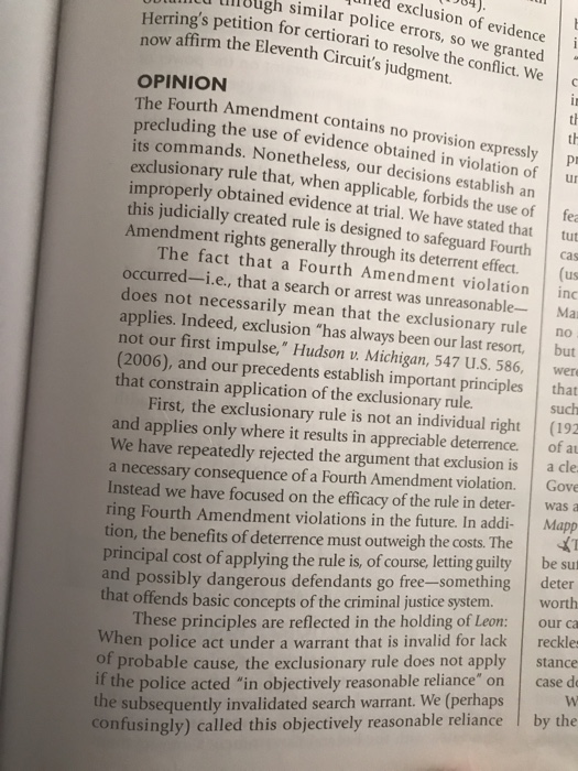Was the Illegally Seized Admissible? Herring v. U.S.