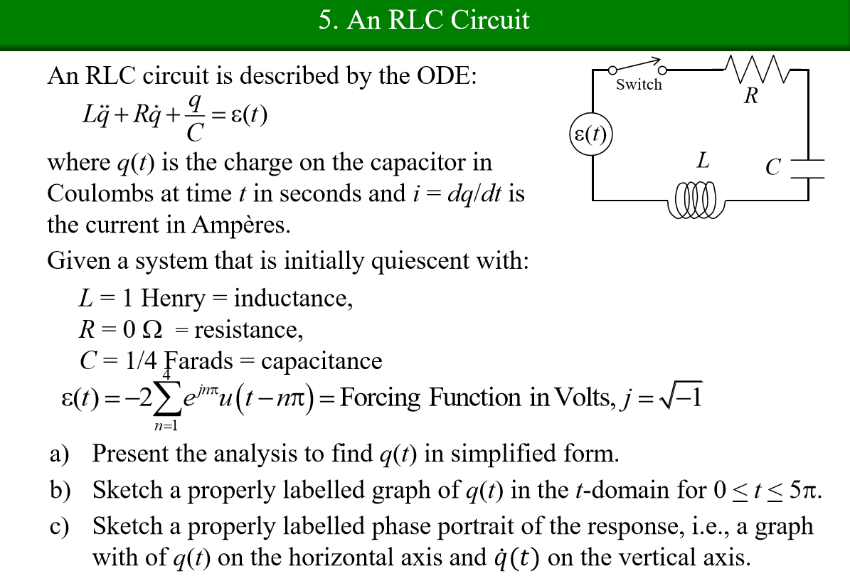 Solved 5 An Rlc Circuit Switch Ct An Rlc Circuit Is Desc Chegg Com
