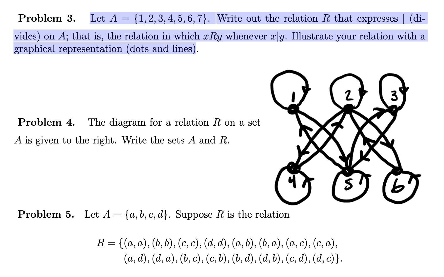 Solved Problem 3. Let A={1,2,3,4,5,6,7}. Write Out The | Chegg.com