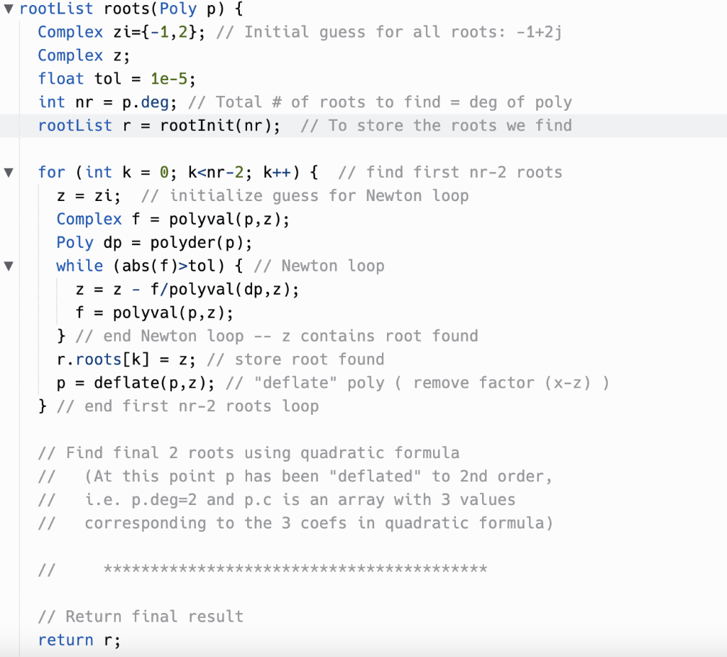 Solved I need to add a quadratic formula to this function | Chegg.com
