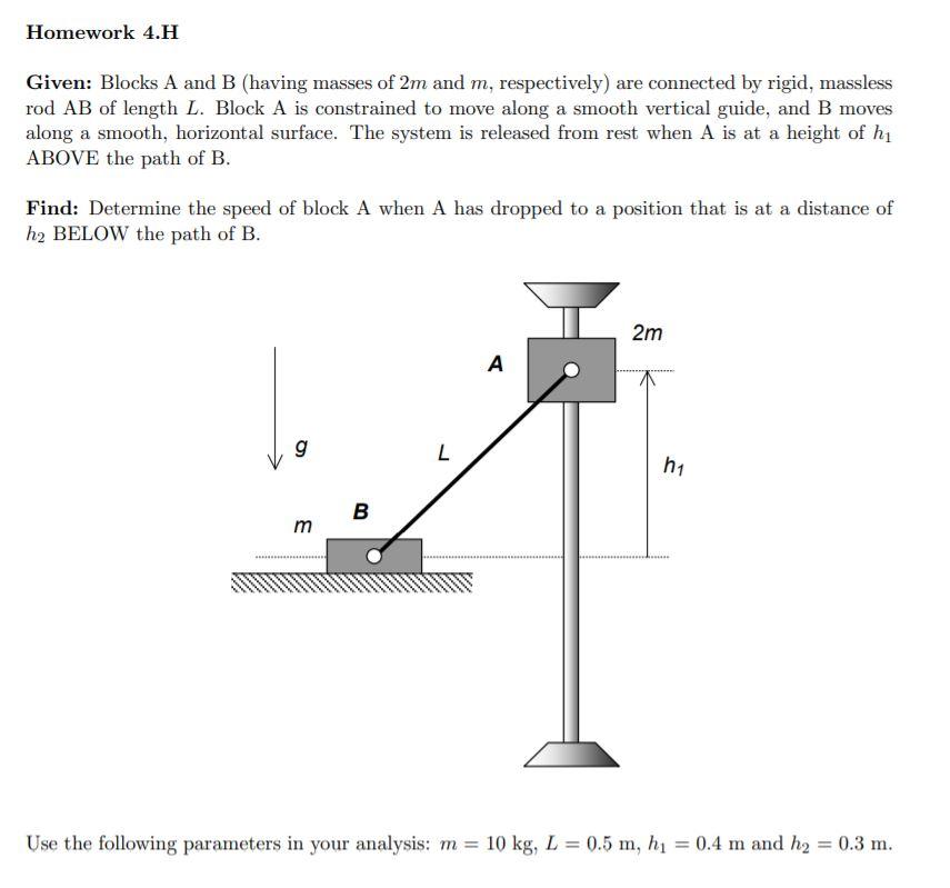 Solved Homework 4.H Given: Blocks A And B (having Masses Of | Chegg.com