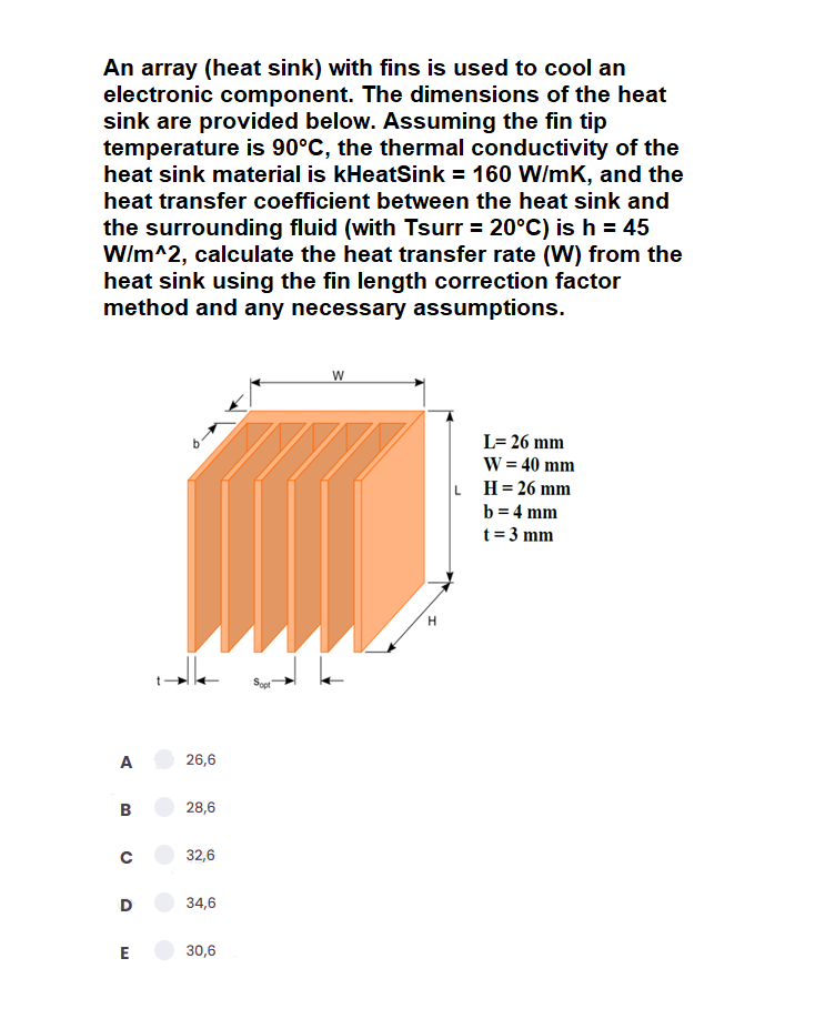 Solved An array (heat sink) with fins is used to cool an
