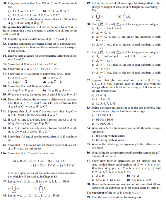 Solved 30. Can You Conclude That \\( A=B \\) If \\( A, B | Chegg.com