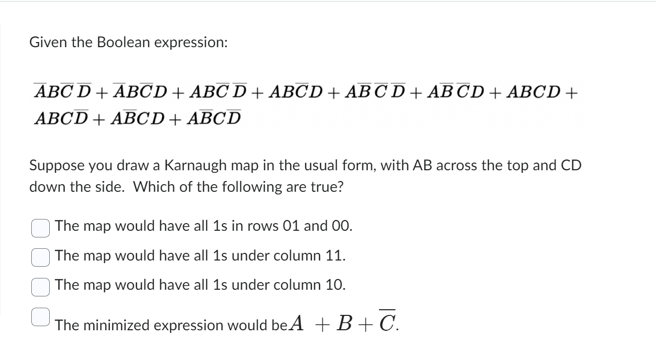 Solved Given the Boolean expression: | Chegg.com