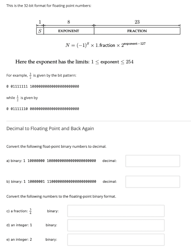 Solved This is the 32-bit format for floating point numbers: | Chegg.com