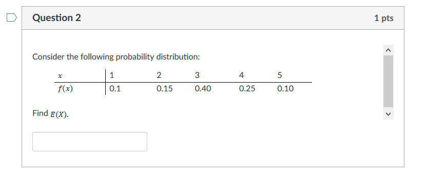 Solved D Question 2 1 pts Consider the following probability | Chegg.com