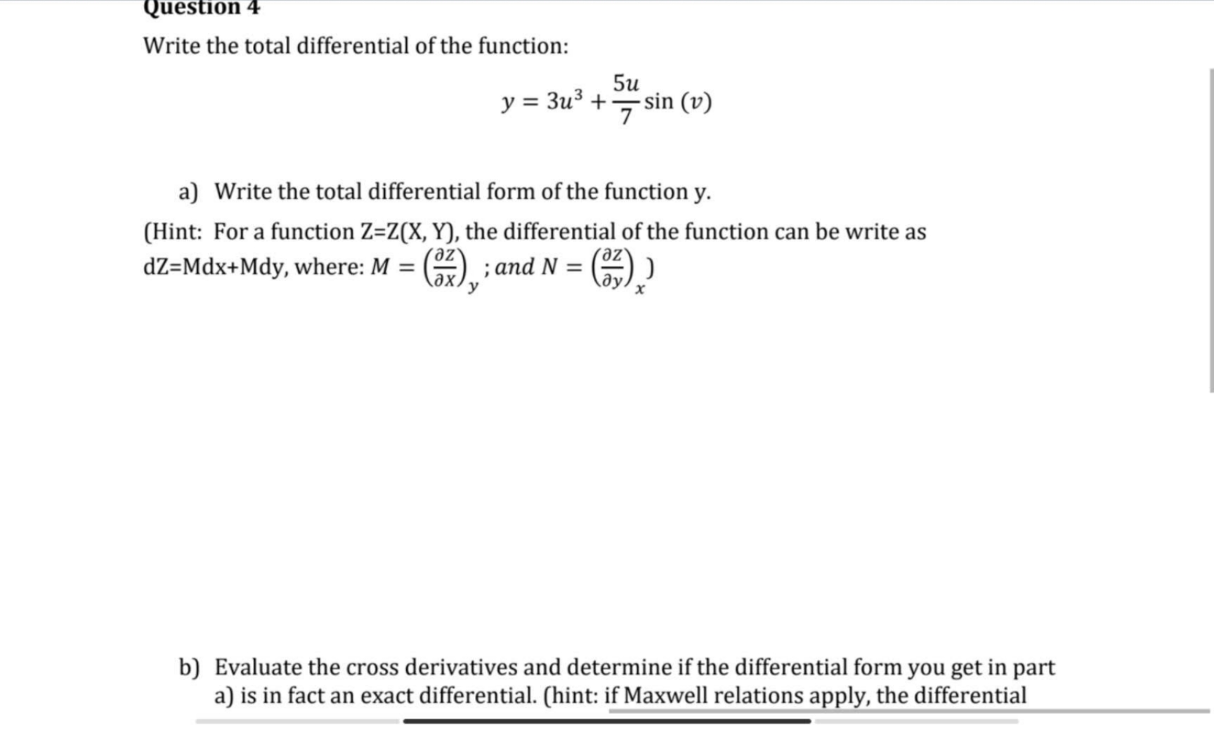 Write the total differential of the function