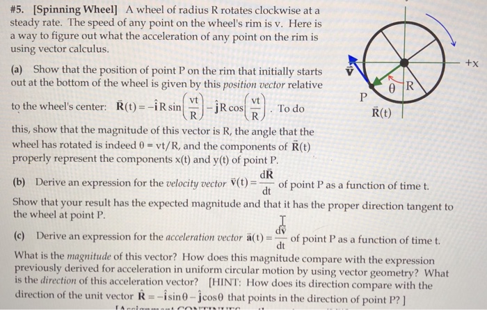 Solved #5. [Spinning Wheel] A wheel of radius R rotates | Chegg.com