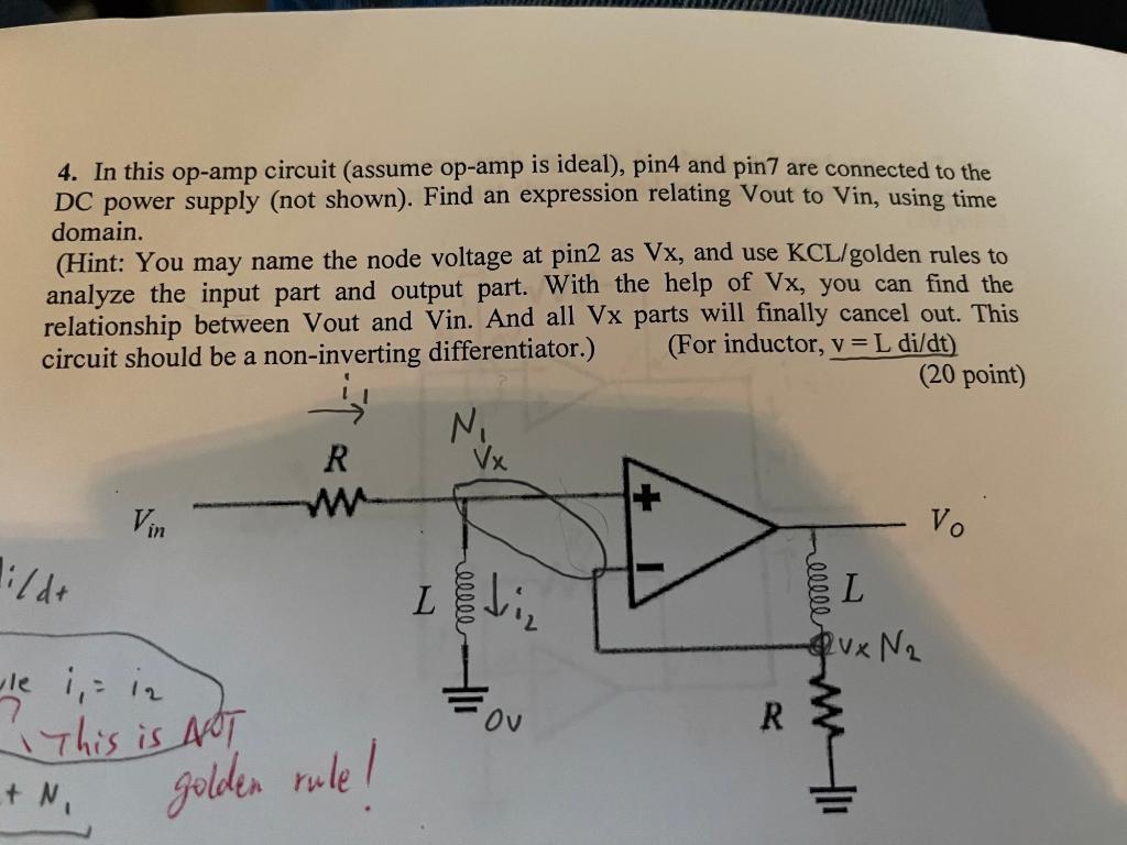 Solved 4. In this op-amp circuit (assume op-amp is ideal), | Chegg.com