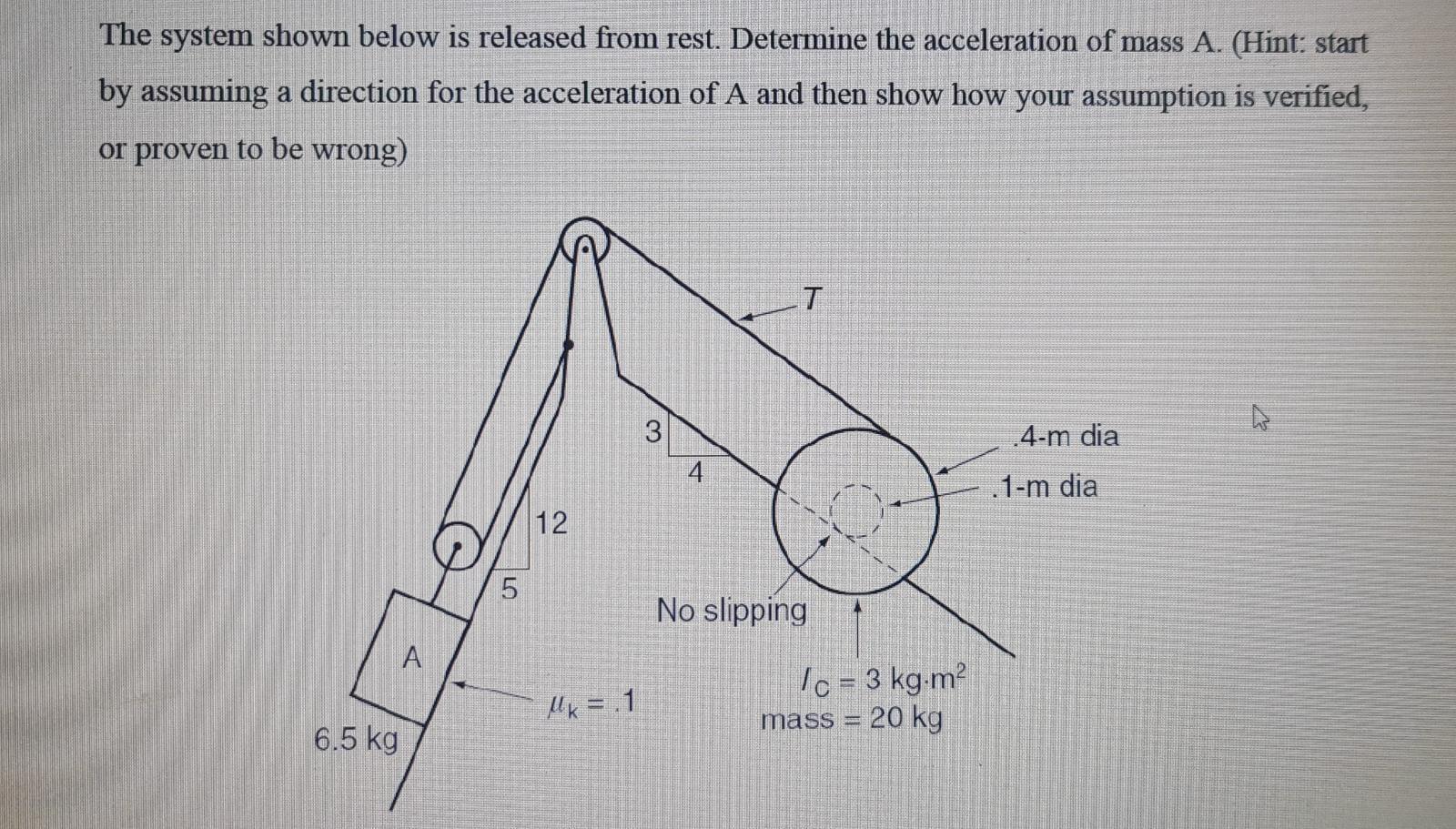 Solved The system shown below is released from rest. | Chegg.com
