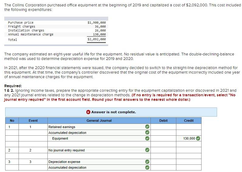 Solved The Collins Corporation purchased office equipment at | Chegg.com