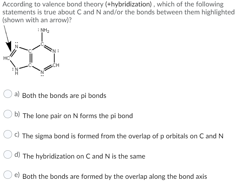 Solved According To Valence Bond Theory (+hybridization), | Chegg.com