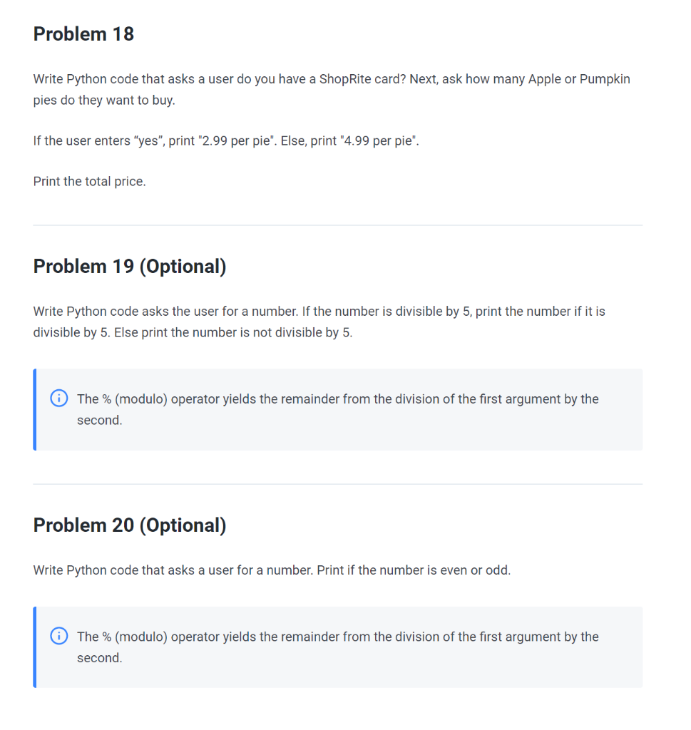 Solved Problem 18 Write Python code that asks a user do you | Chegg.com