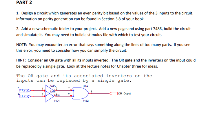 Solved PART 2 1. Design a circuit which generates an even | Chegg.com
