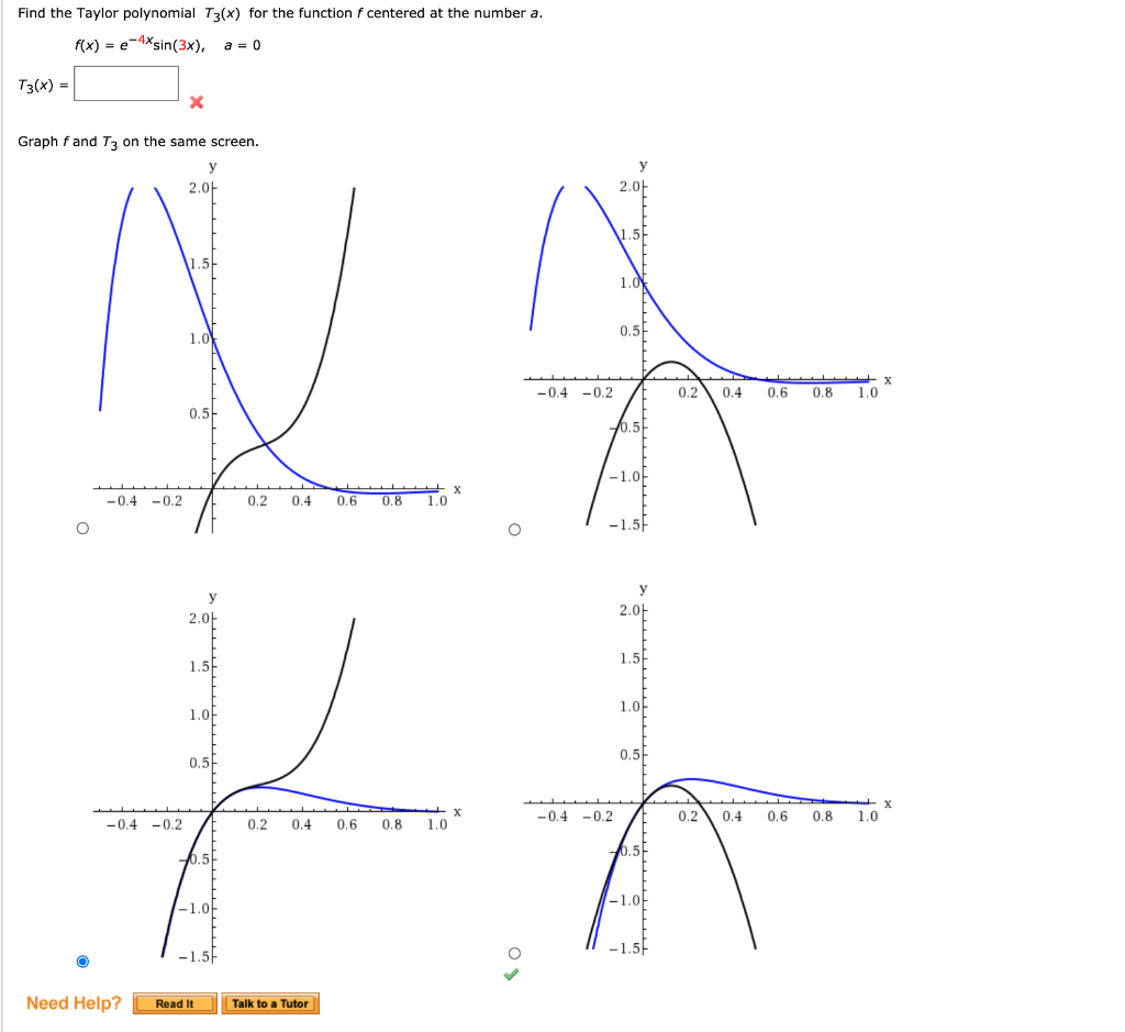 Solved Find the Taylor polynomial T3(x) for the function f | Chegg.com