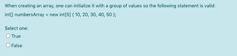 Solved When creating an array, one can initialize it with a | Chegg.com