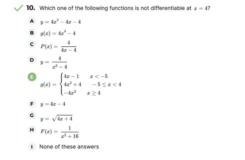 Solved 10. Which one of the following functions is not | Chegg.com