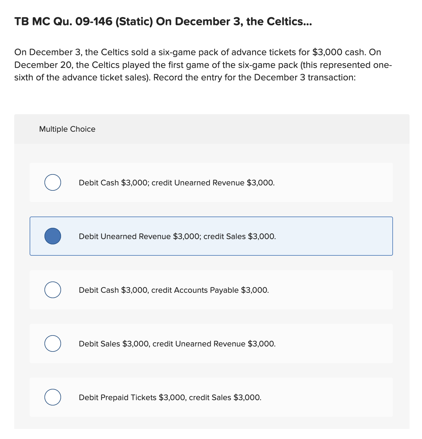 Solved TB MC Qu. 09146 (Static) On December 3, the
