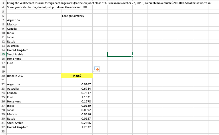 Solved Using the Wall Street Journal foreign exchange rates Chegg com