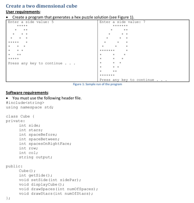 Solved Create a two dimensional cube Create a program that | Chegg.com