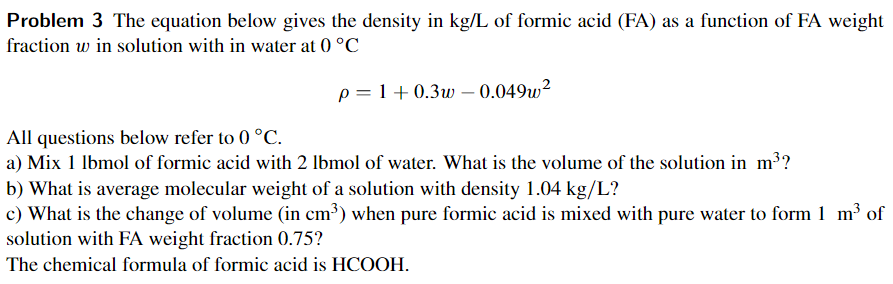 Solved Problem 3 The equation below gives the density in | Chegg.com