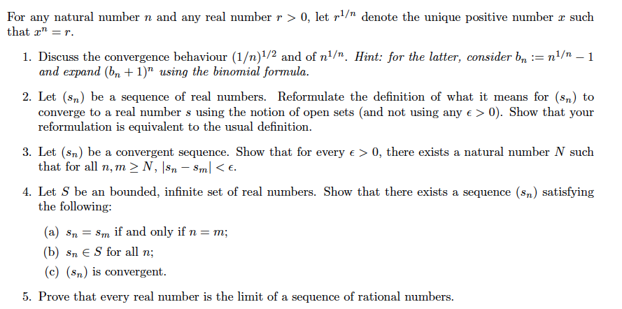 Solved For Any Natural Number N And Any Real Number R 0 Chegg Com