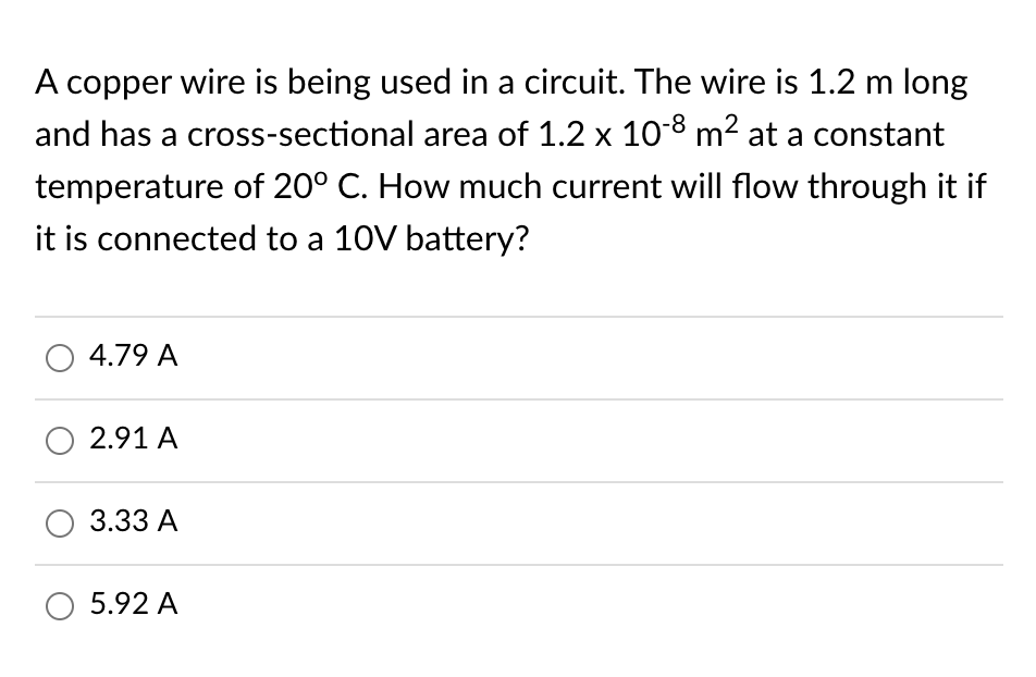 solved-a-copper-wire-is-being-used-in-a-circuit-the-wire-is-chegg