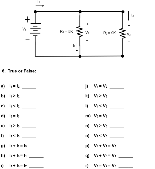 Solved R1 5k V2 R2 9k V3 12 6 True Or False A 11 Chegg Com